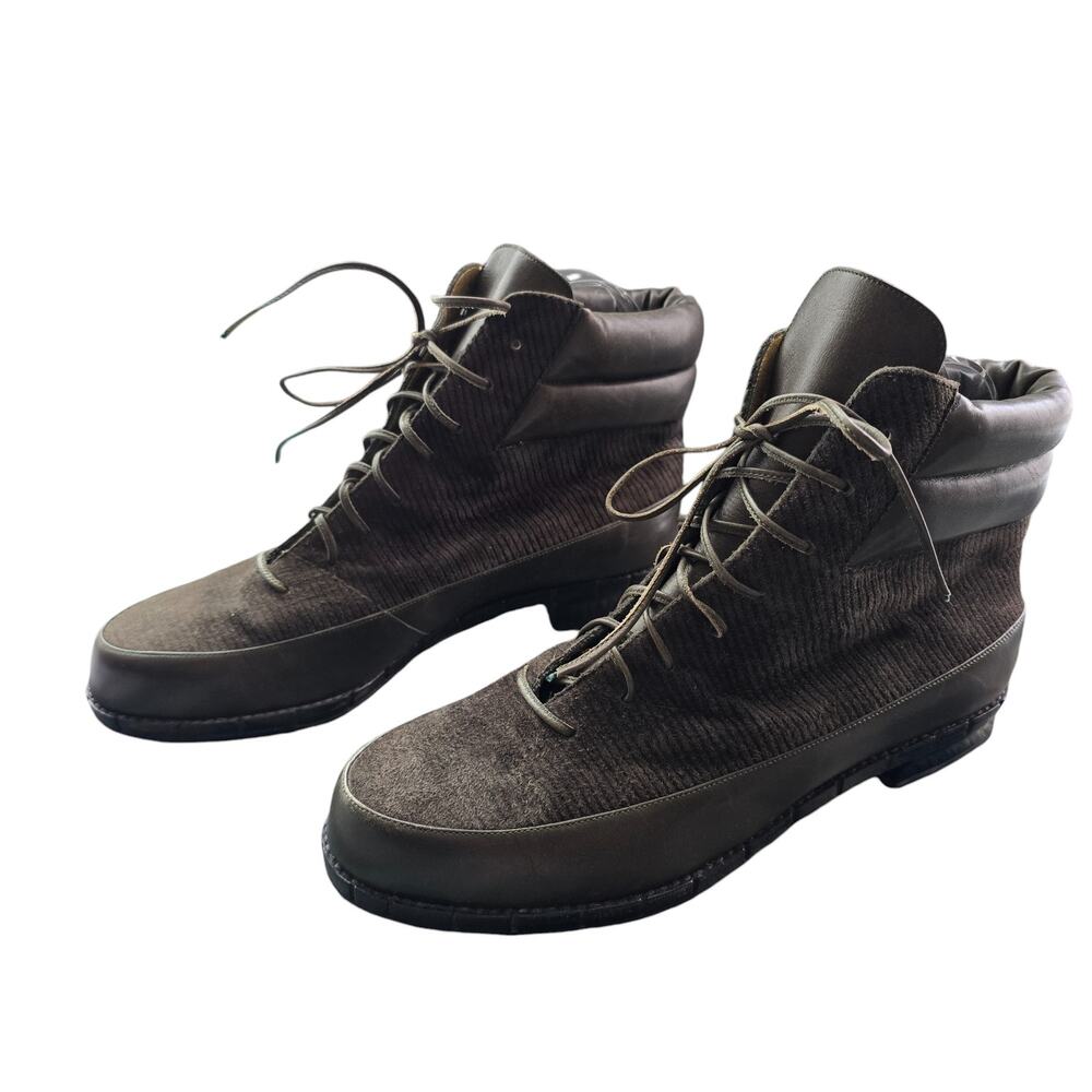 Vintage Escada Boots 6.5 Olive Green Corduroy Leather Gothcore Grunge Academia